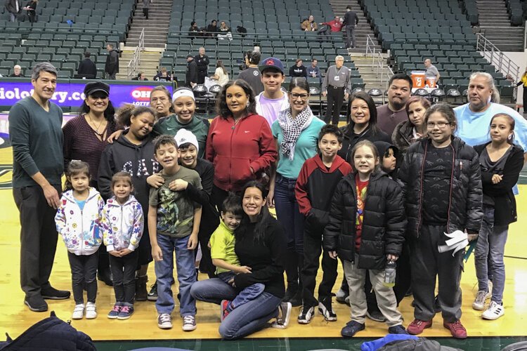 CLE Native Community supporting Native American athlete Shyla Latone at the CSU Women's basketball game in 2019.